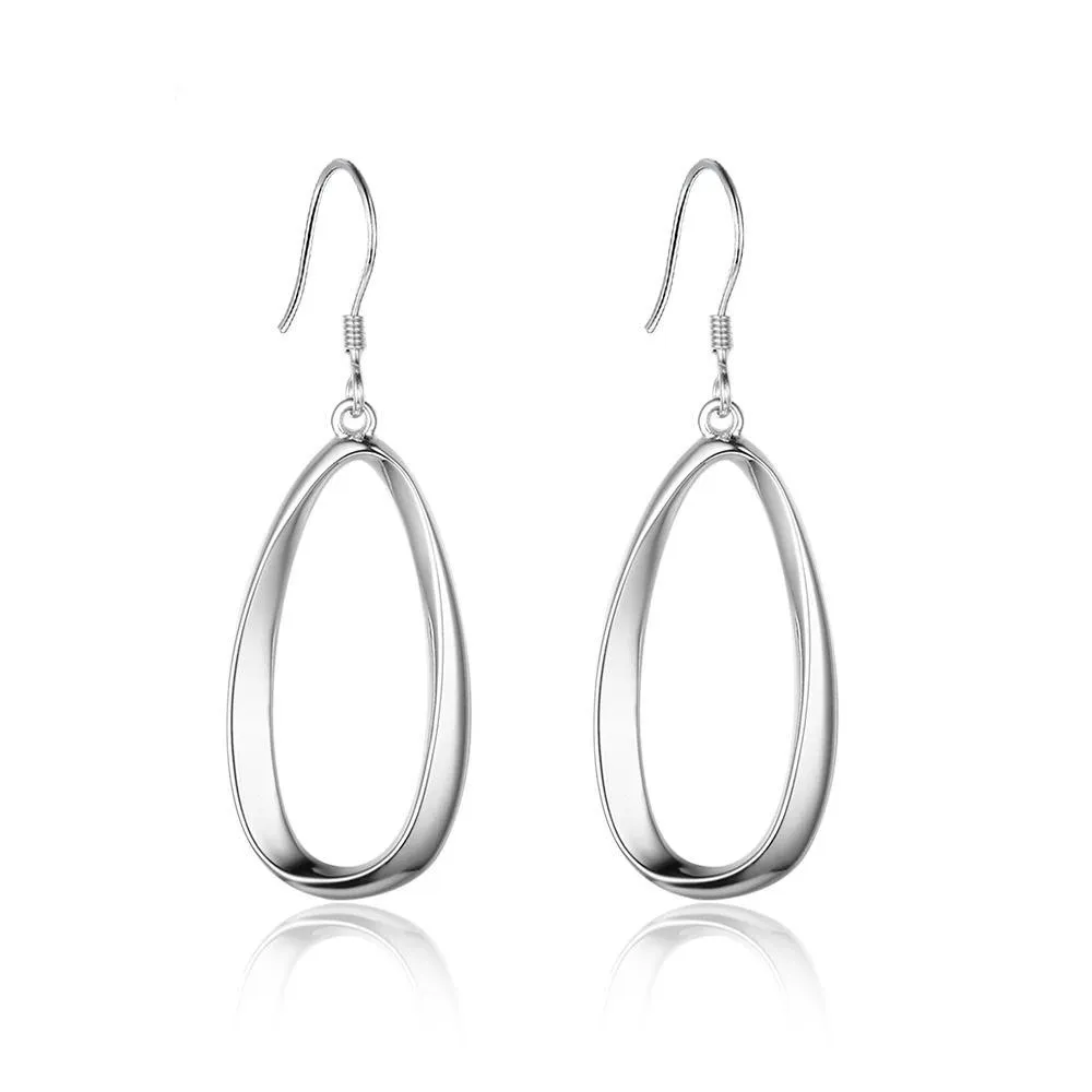 Irregular Elliptical Hollow Earring for Women- Exaggerated Drop Earrings for Women- Sterling Silver Earrings for Women