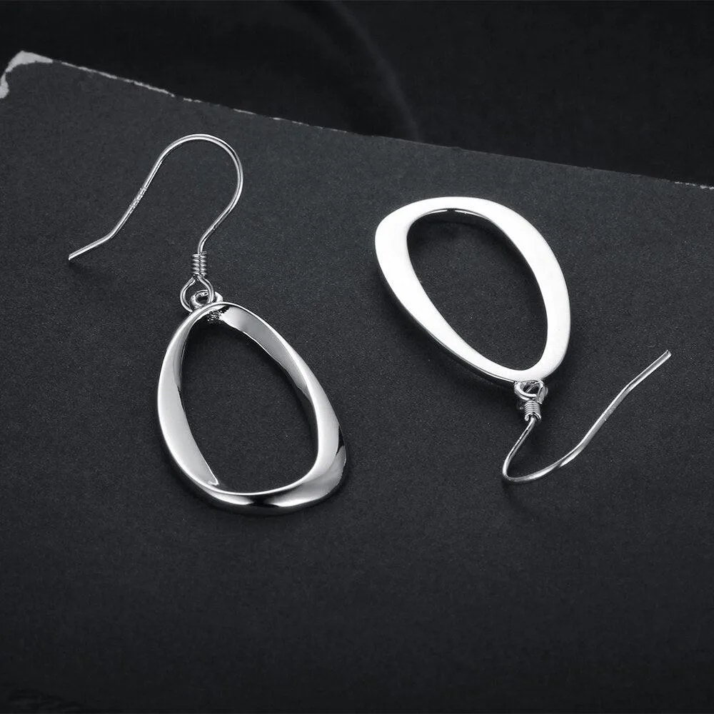 Irregular Elliptical Hollow Earring for Women- Exaggerated Drop Earrings for Women- Sterling Silver Earrings for Women