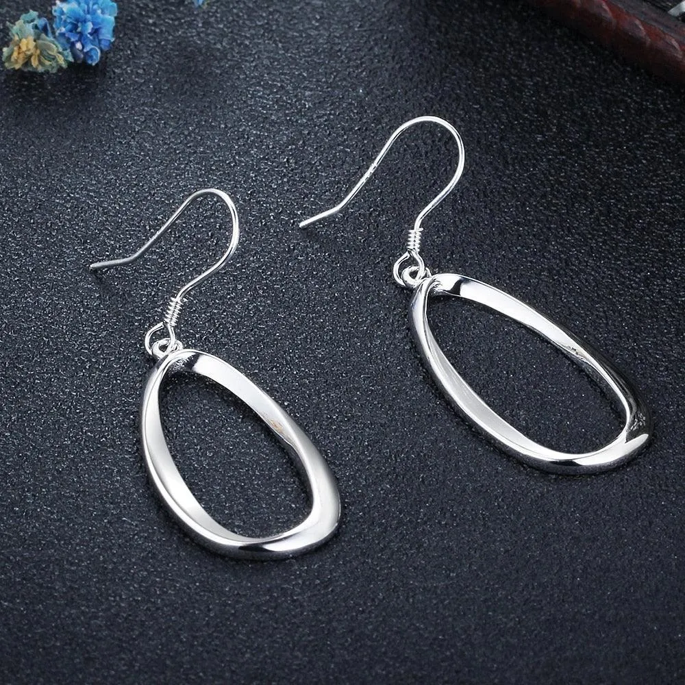 Irregular Elliptical Hollow Earring for Women- Exaggerated Drop Earrings for Women- Sterling Silver Earrings for Women