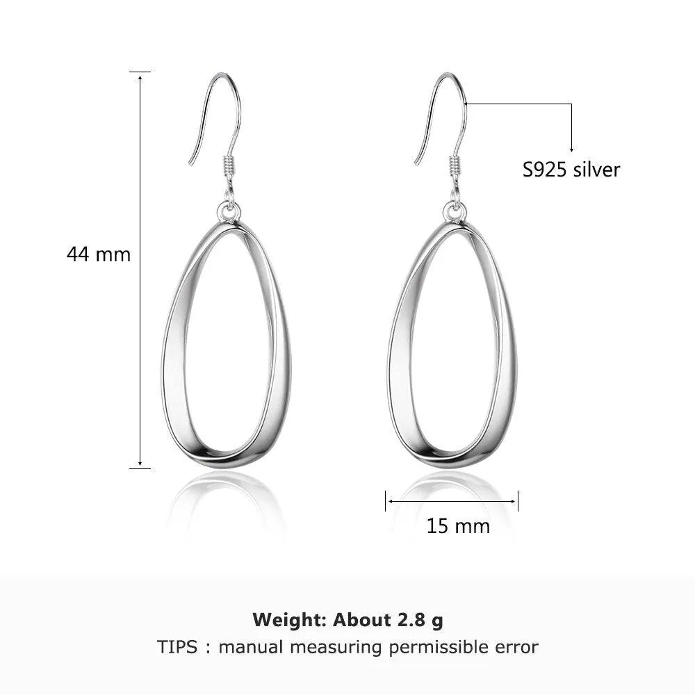 Irregular Elliptical Hollow Earring for Women- Exaggerated Drop Earrings for Women- Sterling Silver Earrings for Women