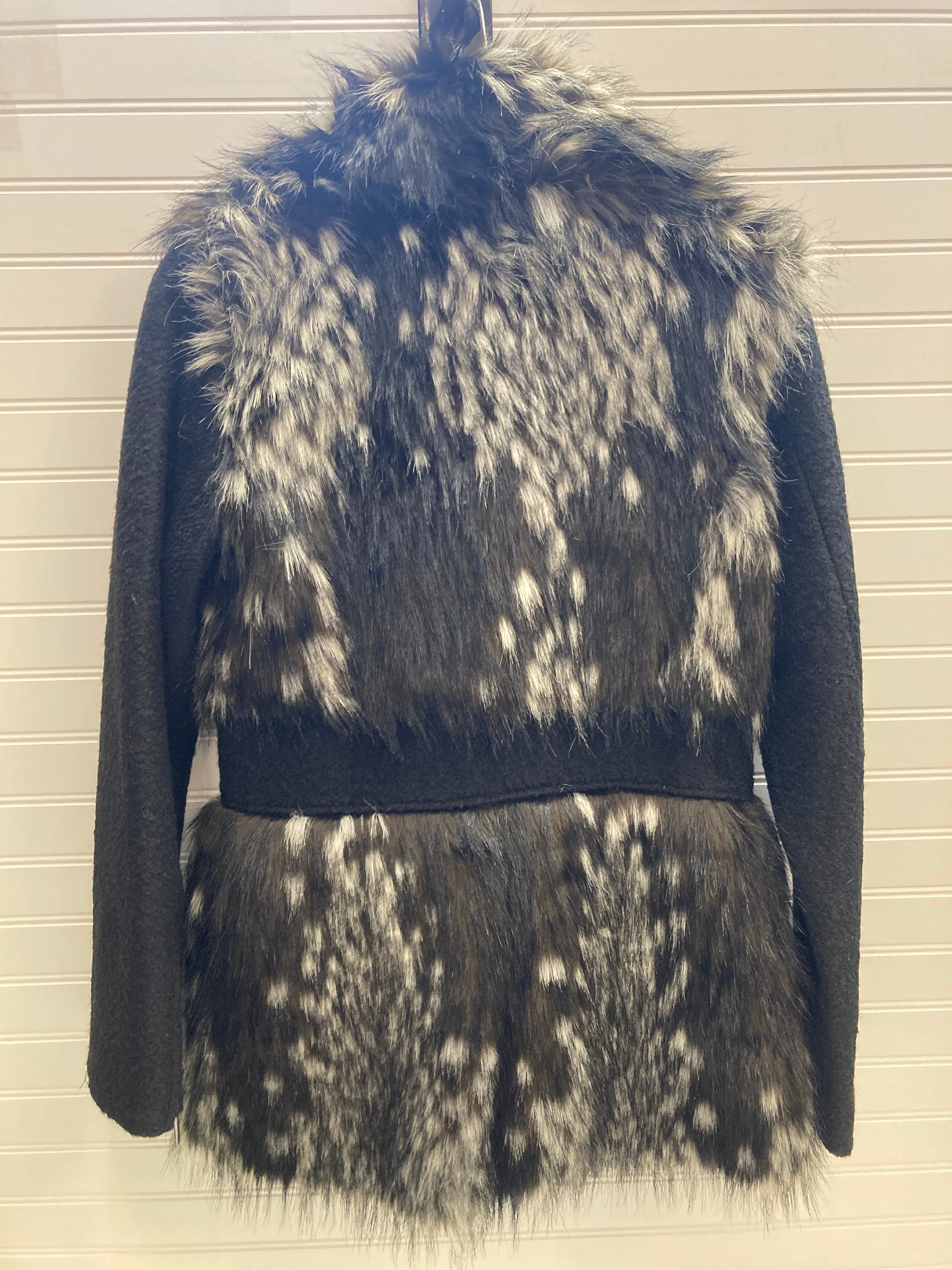 Jacket Faux Fur & Sherpa By Laundry In Black & White, Size: S