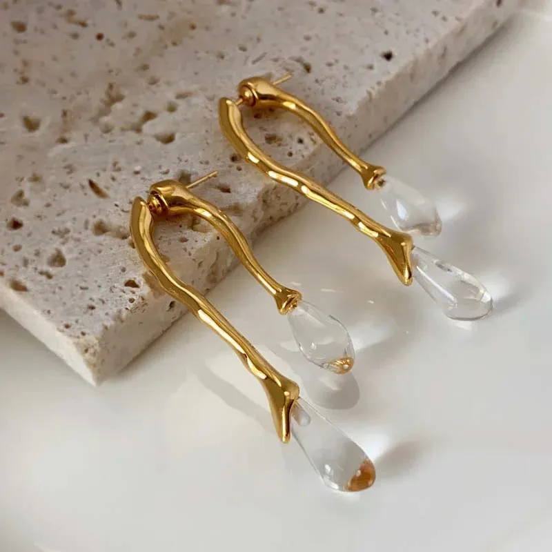 Korean Trendy Resin TearDrop Women Geometric Dangle Earrings