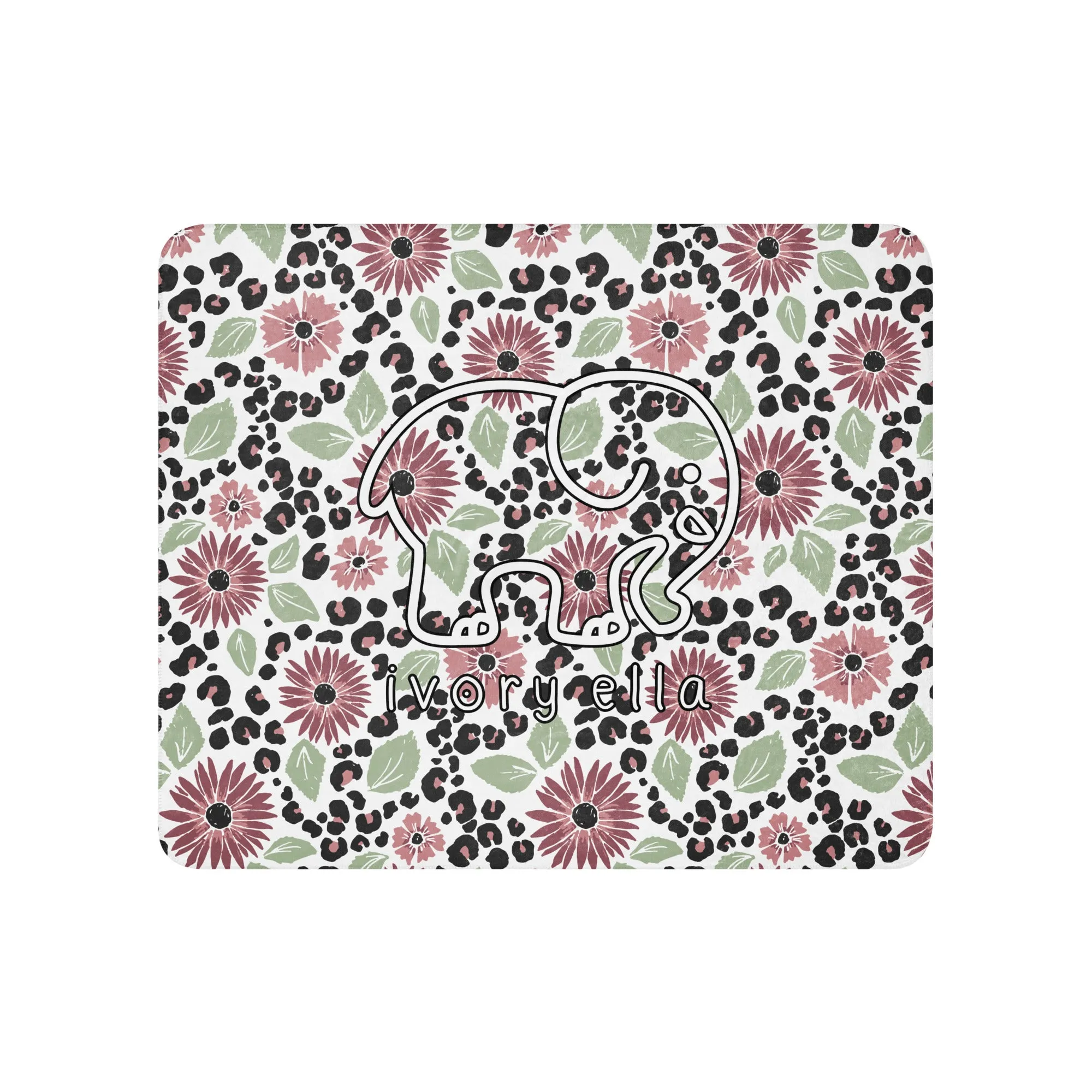 Leopard Blooms Sherpa Blanket