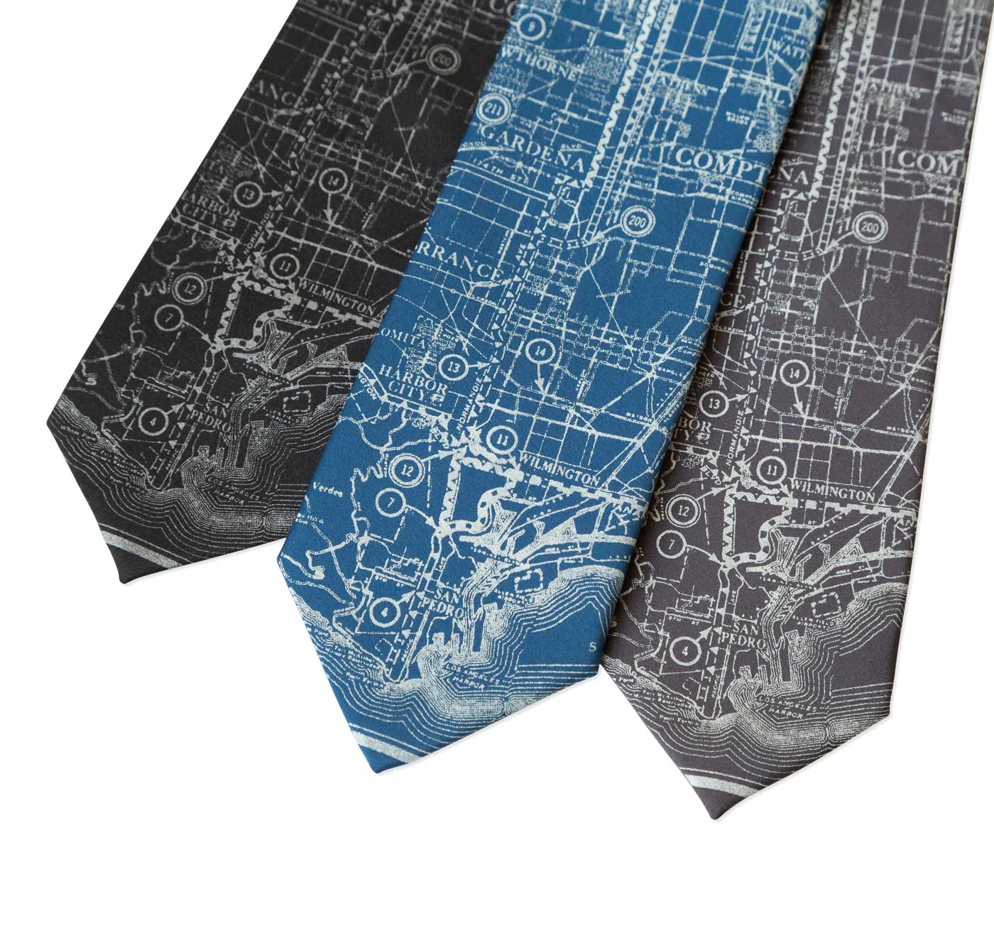 Los Angeles Map Necktie. Old California Map Print Tie