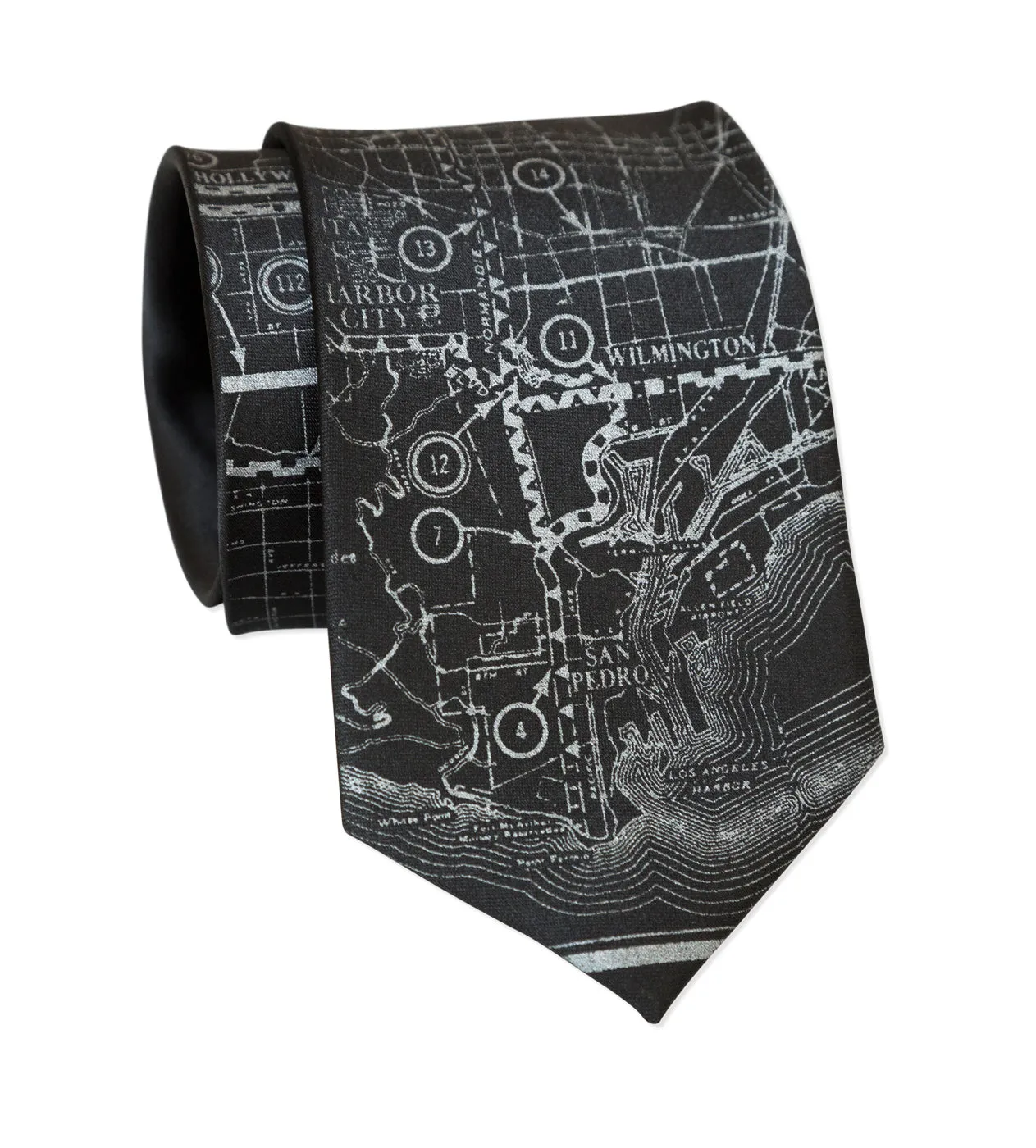 Los Angeles Map Necktie. Old California Map Print Tie