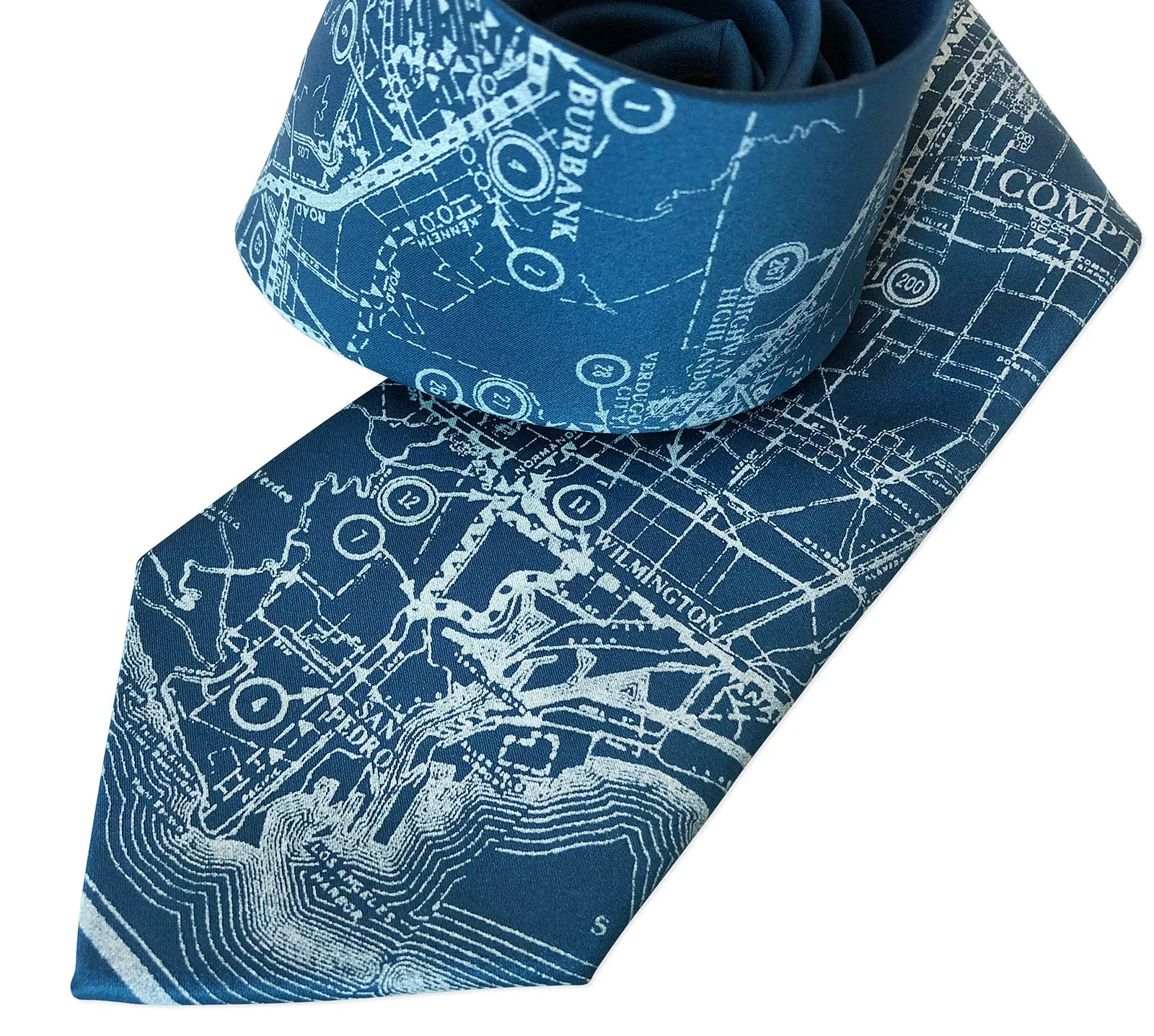 Los Angeles Map Necktie. Old California Map Print Tie