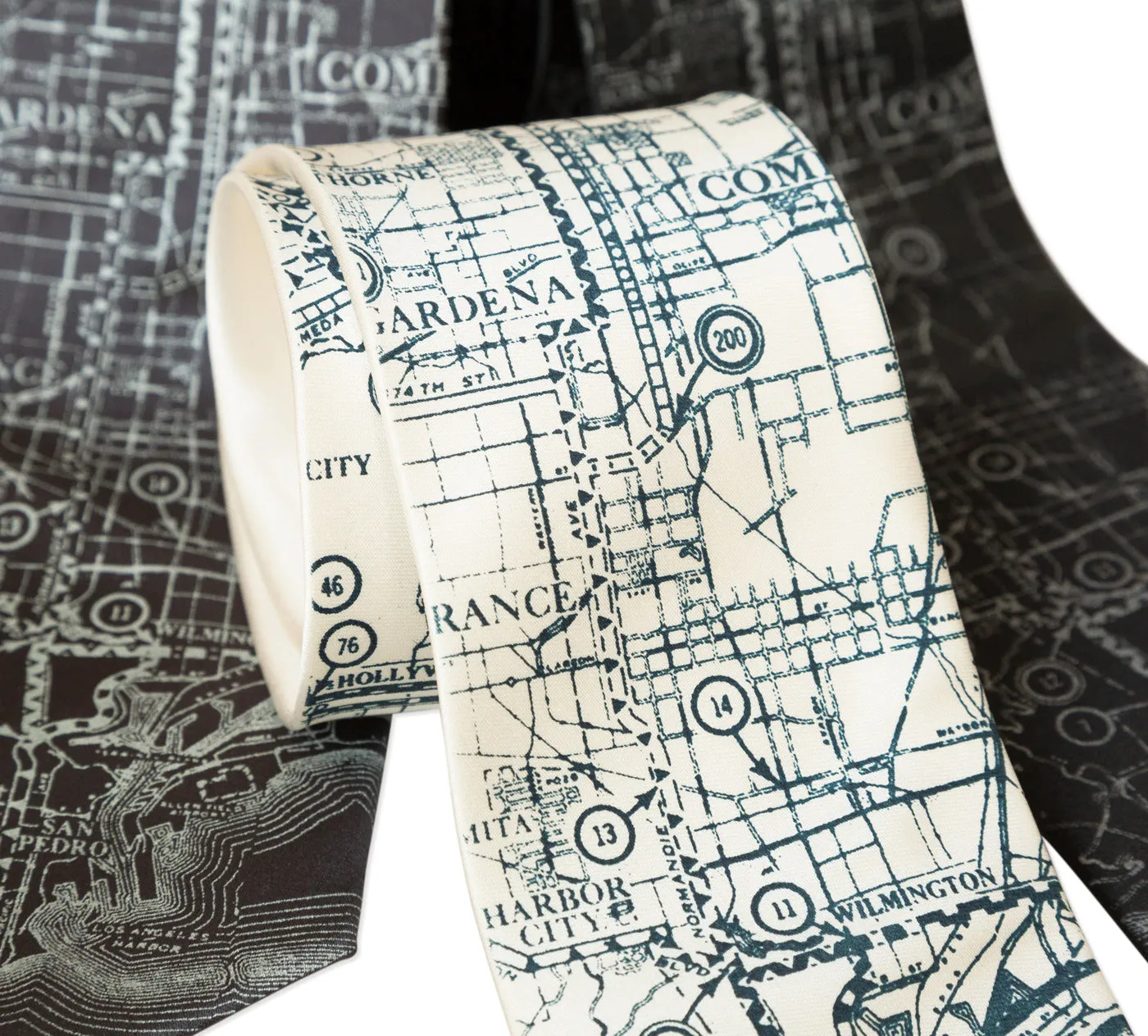 Los Angeles Map Necktie. Old California Map Print Tie