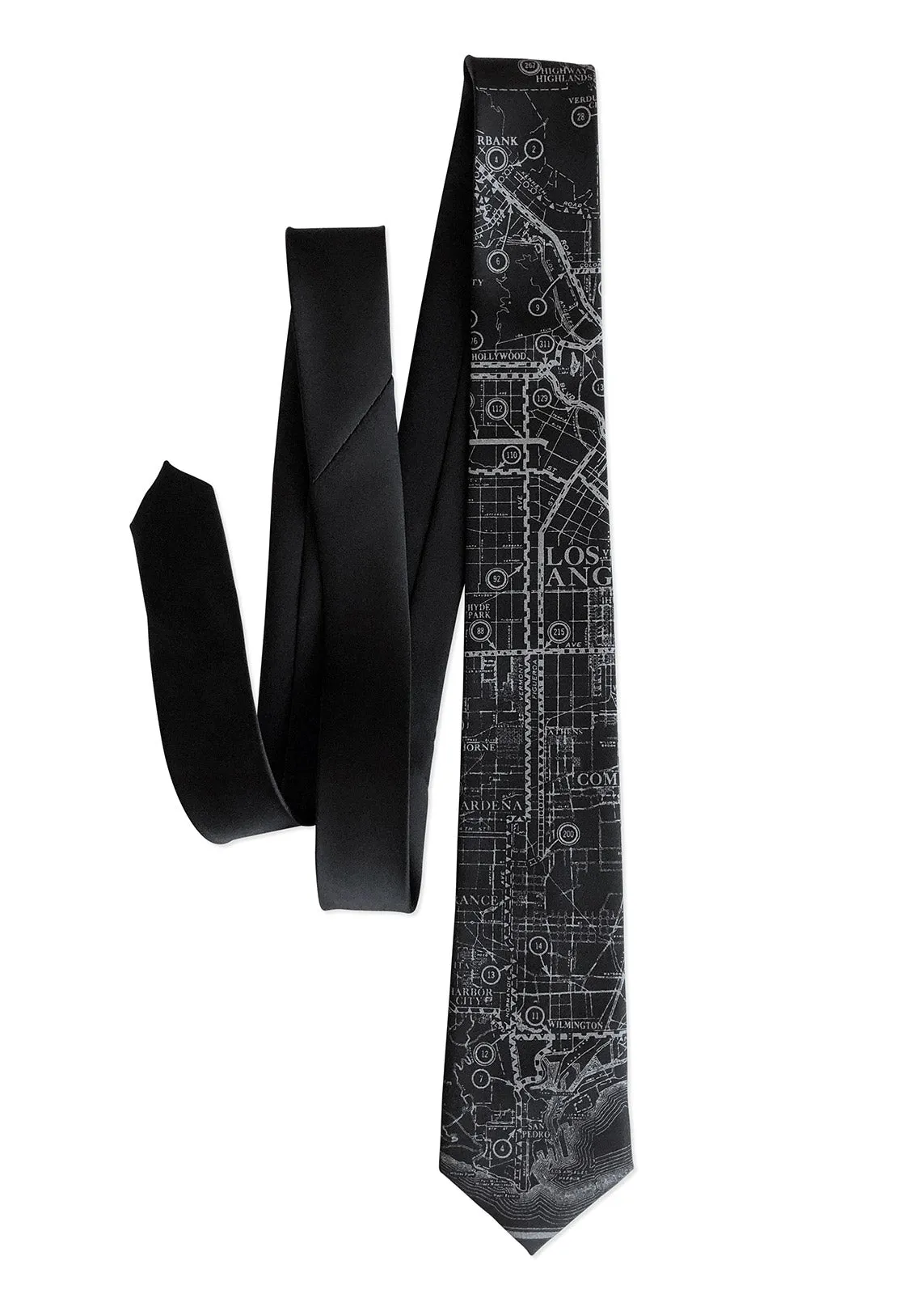 Los Angeles Map Necktie. Old California Map Print Tie