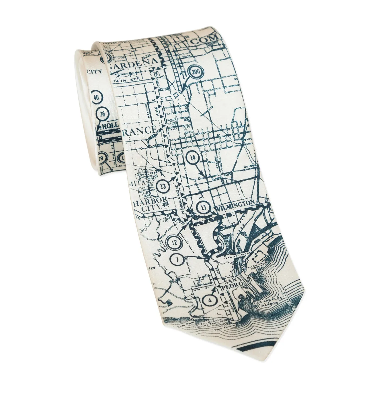 Los Angeles Map Necktie. Old California Map Print Tie