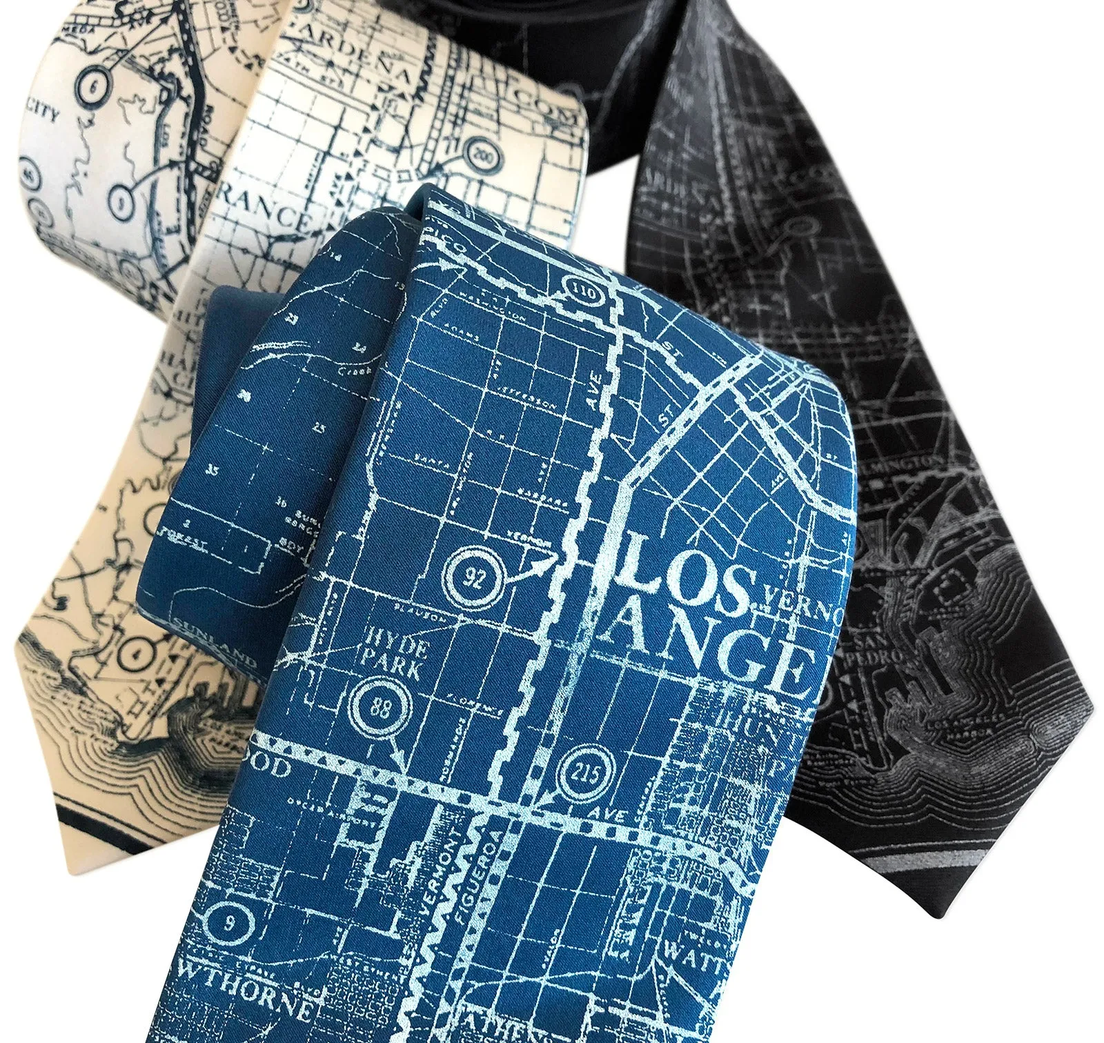 Los Angeles Map Necktie. Old California Map Print Tie