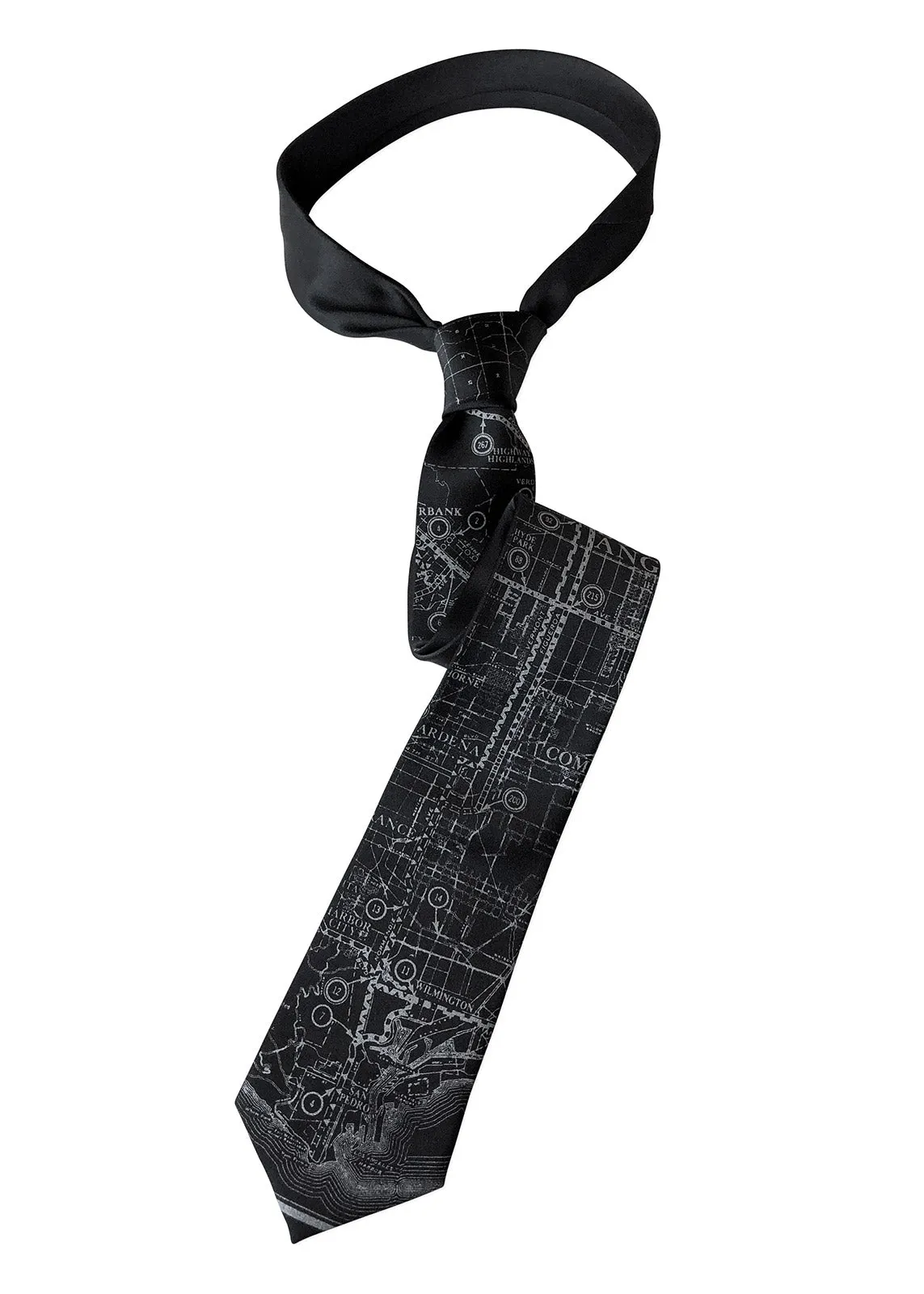 Los Angeles Map Necktie. Old California Map Print Tie