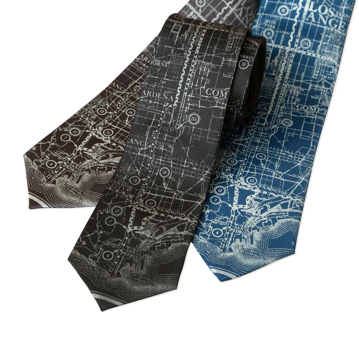 Los Angeles Map Necktie. Old California Map Print Tie