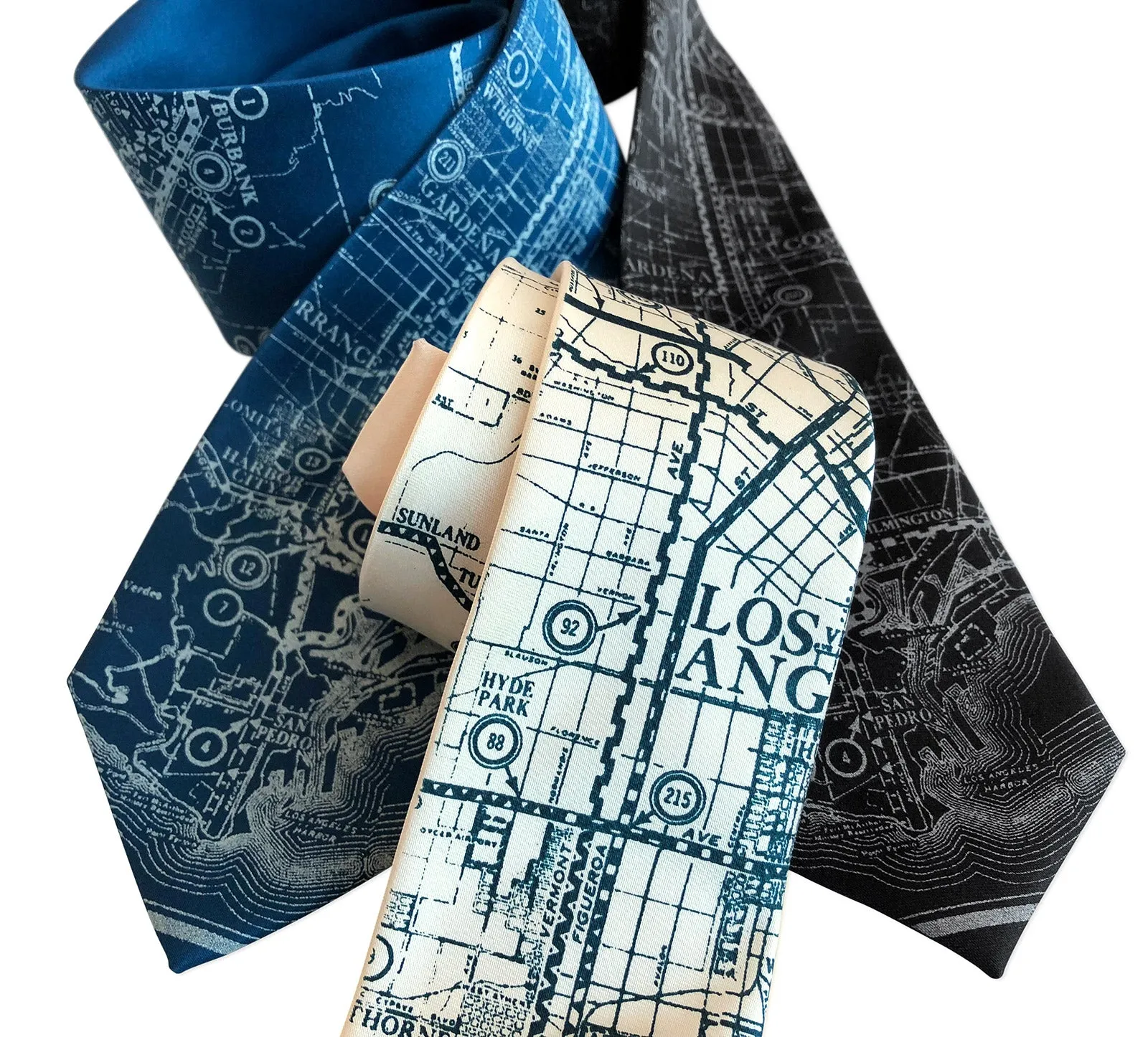 Los Angeles Map Necktie. Old California Map Print Tie