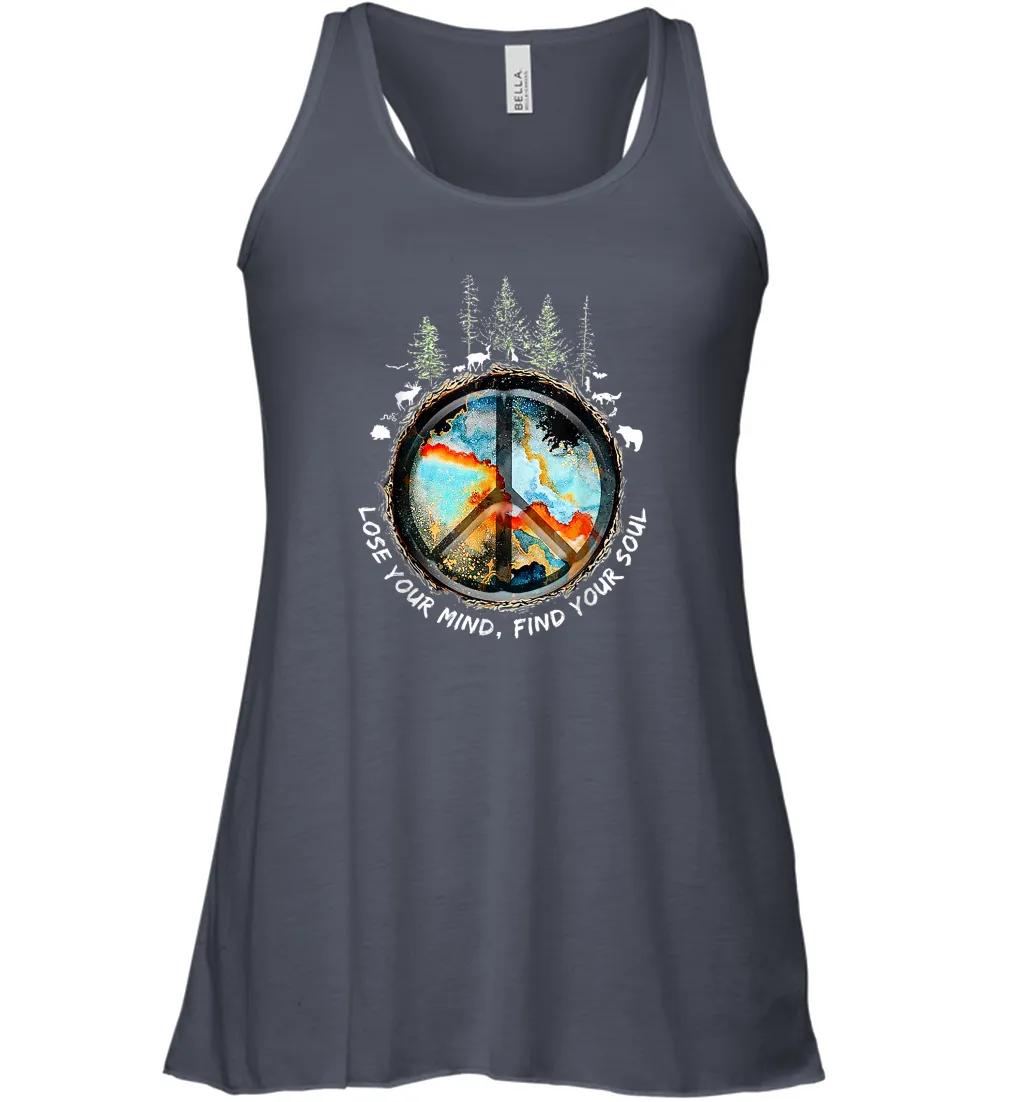 Lose Your Mind Find Your Soul Hippie Earth Forest Women Racerback Tank