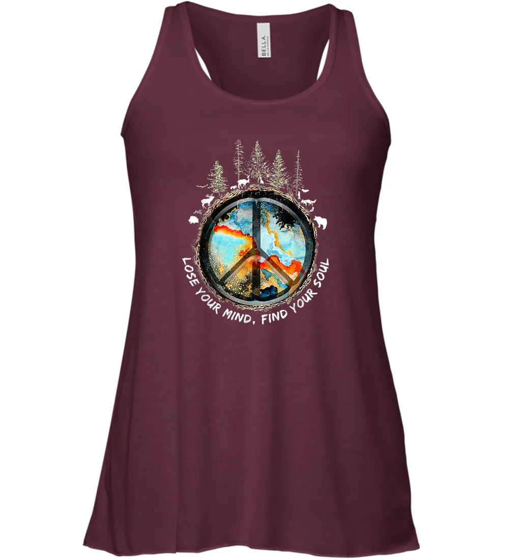 Lose Your Mind Find Your Soul Hippie Earth Forest Women Racerback Tank