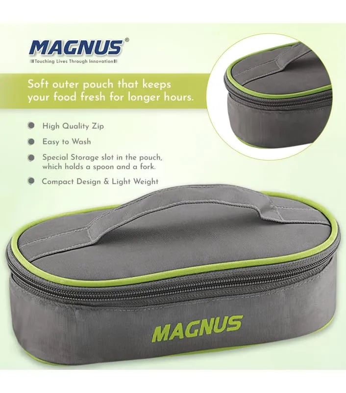 Magnus Olive-2 Stainless Steel Lunch Box for Kids, Lunch Boxes for Office Men - Leak-Proof Containers, Insulated Carry Case, Airtight Food Storage for School, Office, Picnic