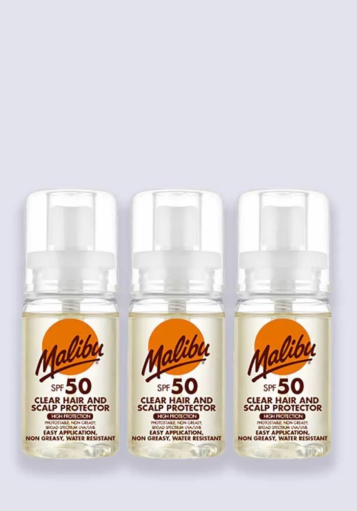 Malibu Clear Hair and Scalp Protector SPF 50 50ml - 3 Pack