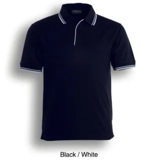 Mens Double Striped Polo - Black/White