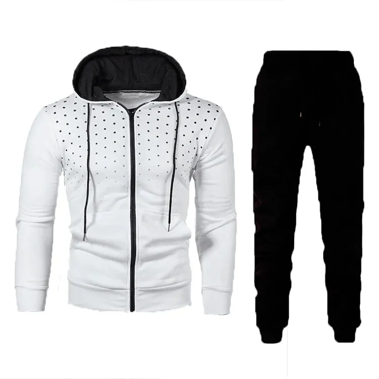 Men's Fall Winter Cardigan Hoodie Jacket Jogger Two Piece Set