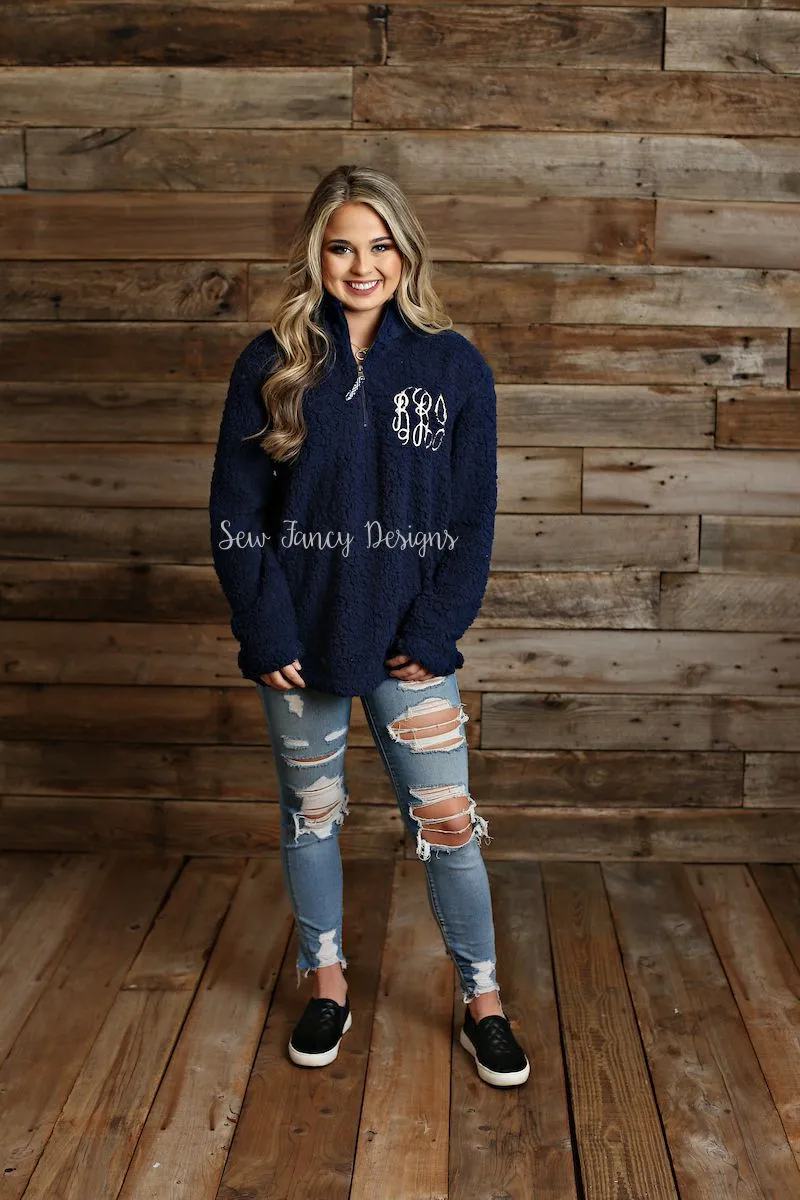 Monogrammed Sherpa Quarterzip Pullover