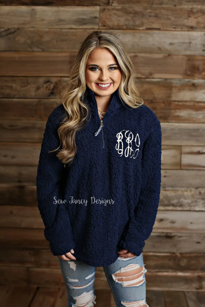 Monogrammed Sherpa Quarterzip Pullover