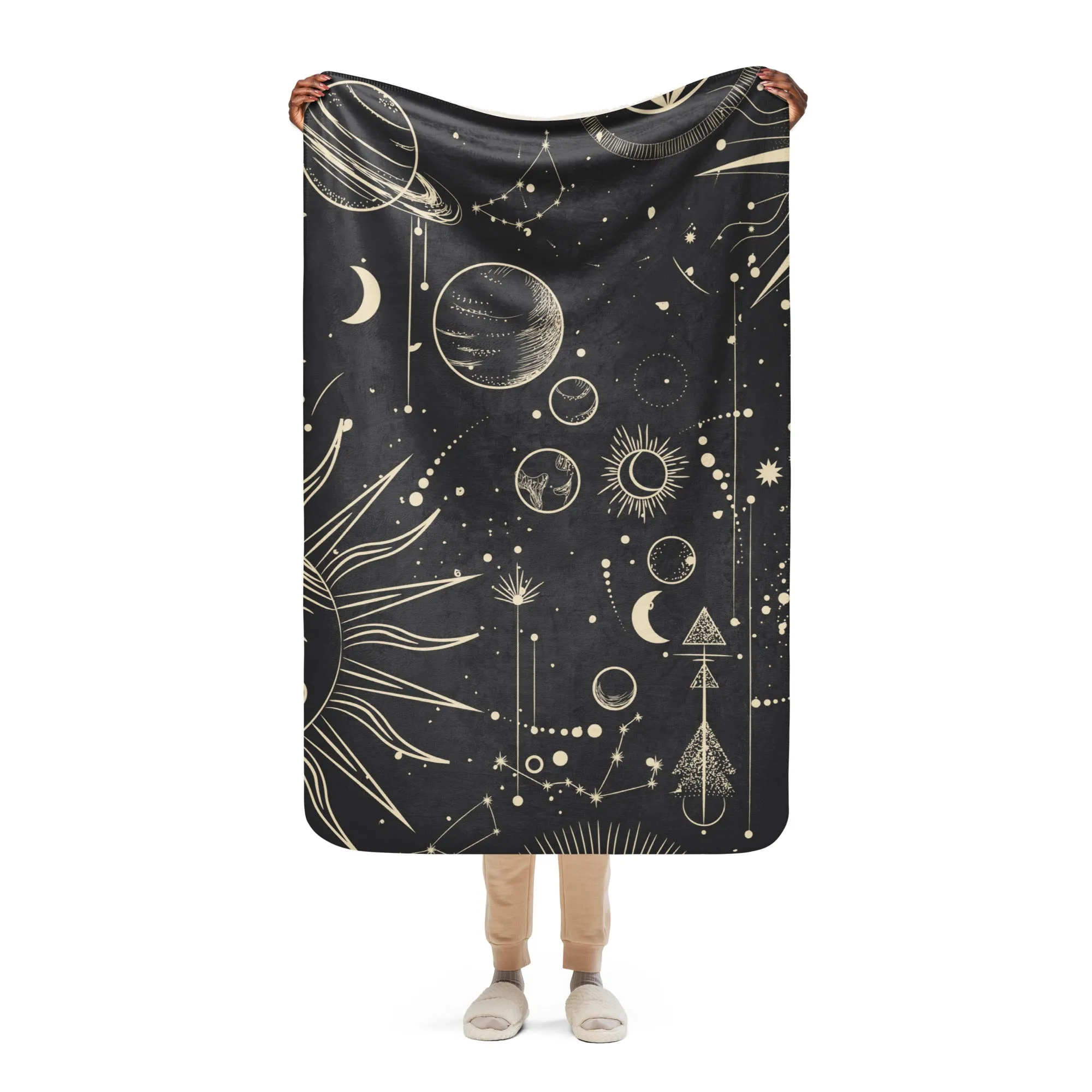 Moon and Stars Sherpa blanket lioness-love