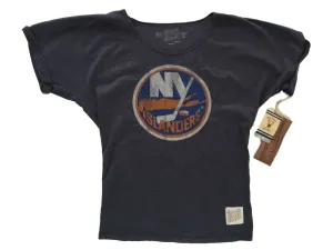 New York Islanders Retro Brand WOMEN Navy Loose Scoop Neck T-Shirt