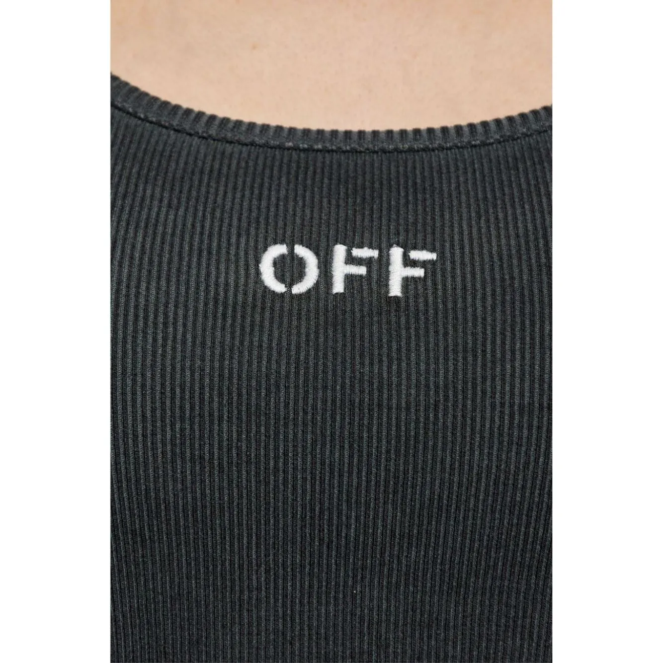 Off-White women ribbed cotton Top Grey