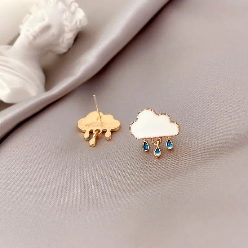 Origin Summer Cute White Cloud Water Drop Stud earrings for Girls Korean Fashion Wedding Party Gifts Jewellery Accessories