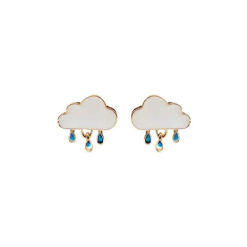 Origin Summer Cute White Cloud Water Drop Stud earrings for Girls Korean Fashion Wedding Party Gifts Jewellery Accessories