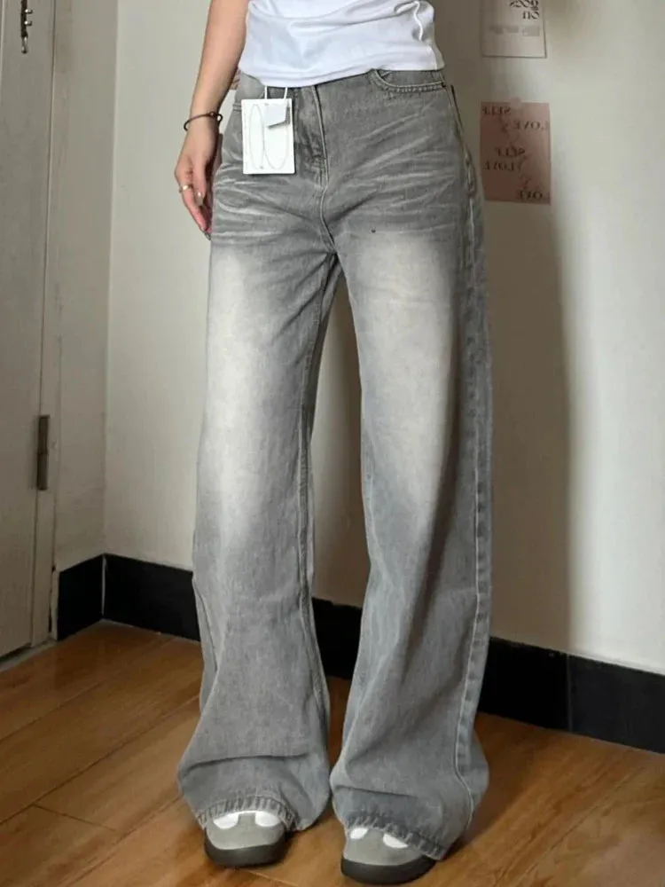 Oversize Jeans Women Y2k Baggy High Waist Old Wide Leg Denim Pants