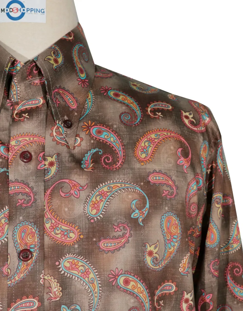 Paisley Shirt - 60s  Style Brown Paisley Shirt