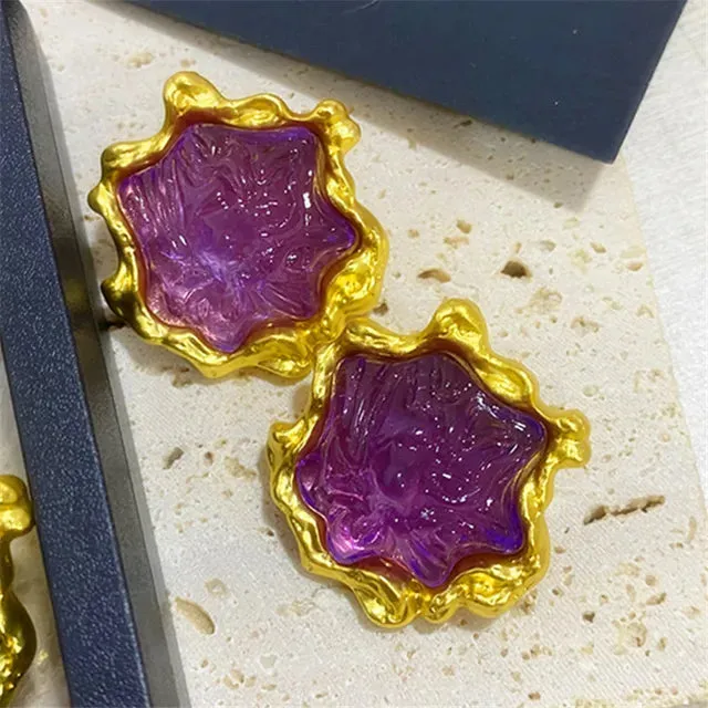 Pre Order:  Colored Resin Irregular Stud Earrings