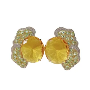 Pre Order:  Geometric Irregular Colored Zirconium Petals Earrings