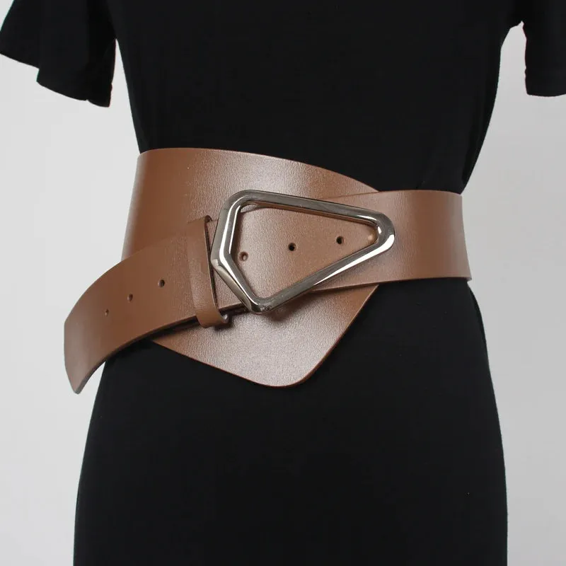 Pre Order:  Irregular Leather Cinch Strap Belt