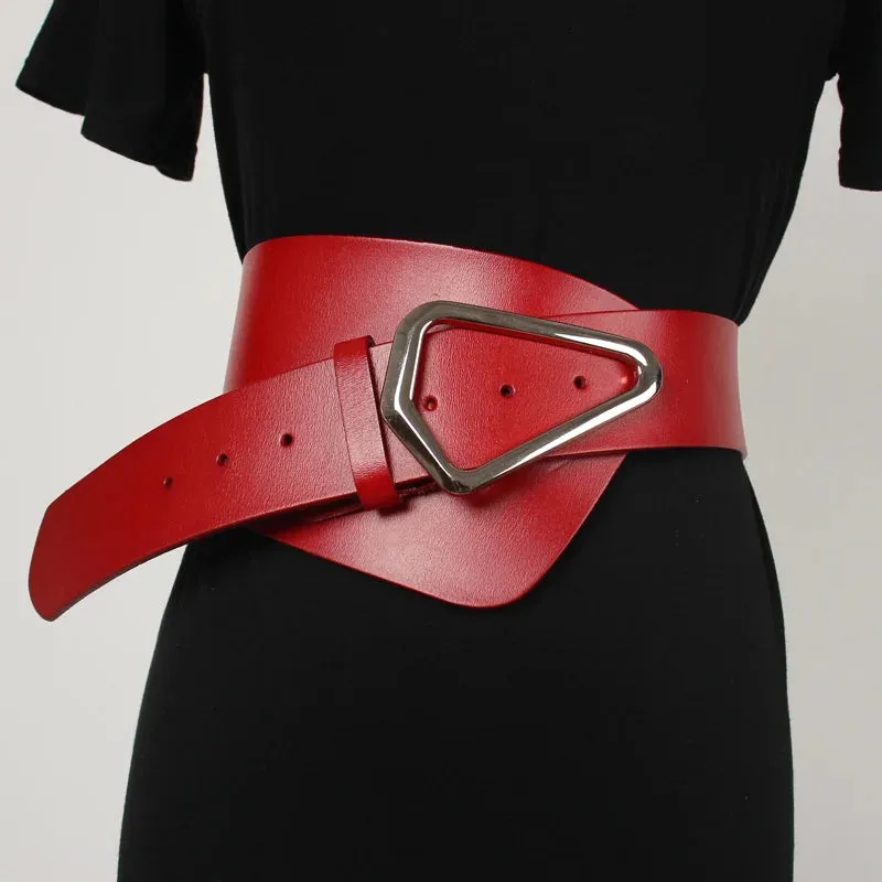 Pre Order:  Irregular Leather Cinch Strap Belt