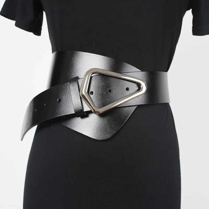 Pre Order:  Irregular Leather Cinch Strap Belt