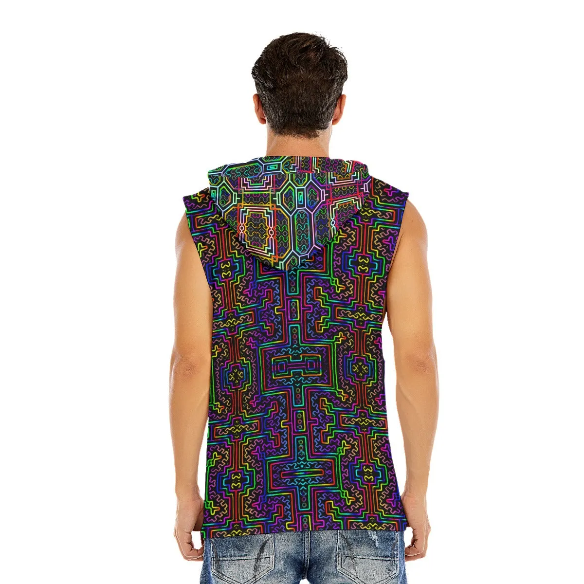 Prismatic Overlay Hooded Tank Top