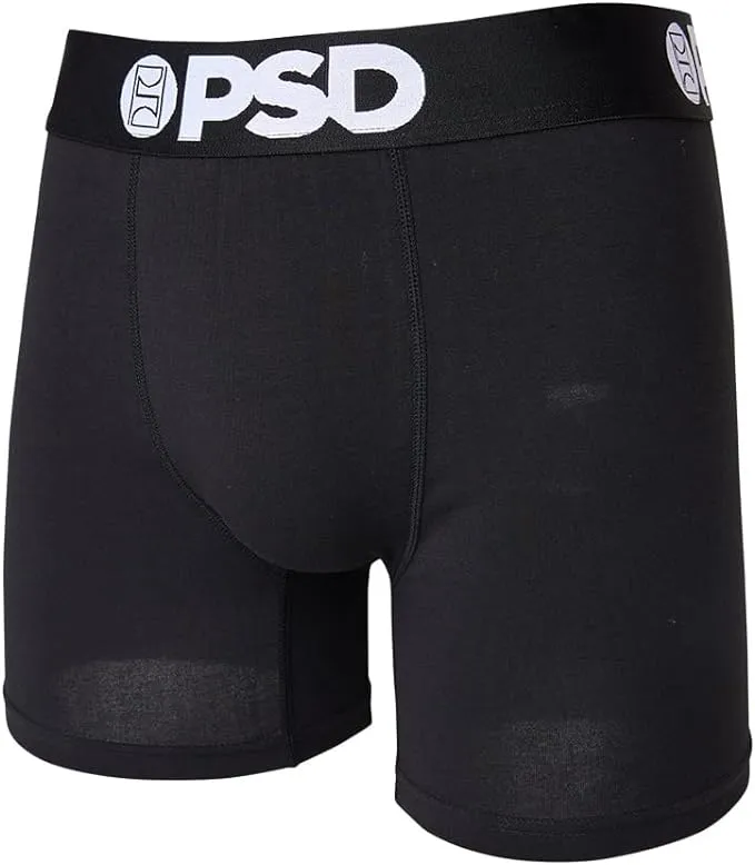 PSD Men's Cotton 3-Pack Mid Length- Blk Boxer Briefs