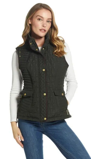 QUILTED VEST WITH COZY LINING AND FAUX SUEDE TRIM