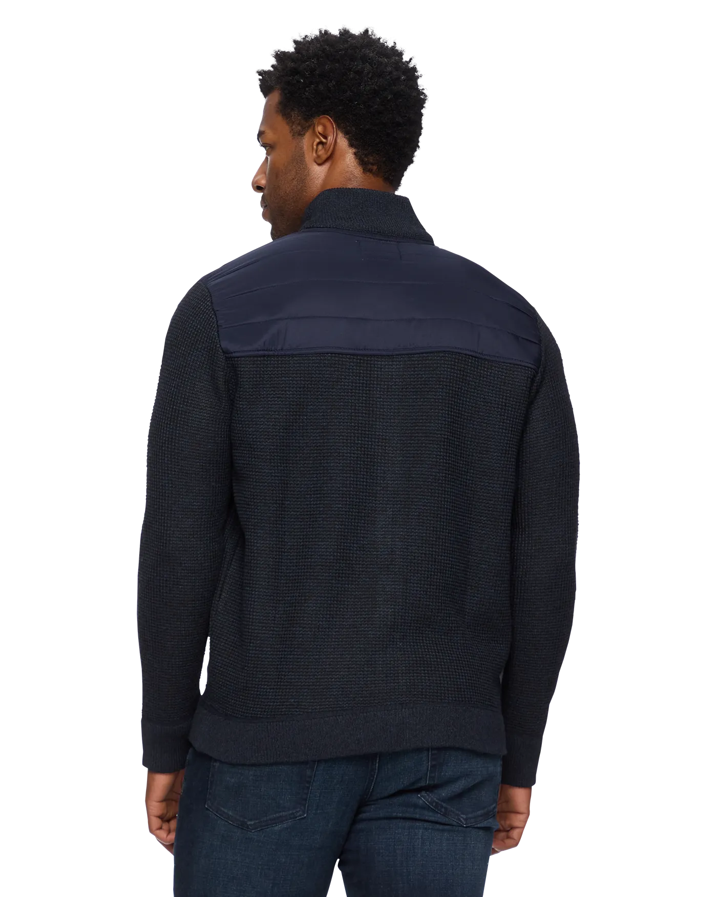 RHINELAND FLEECE-LINED MIXED MEDIA FULL-ZIP SWEATER