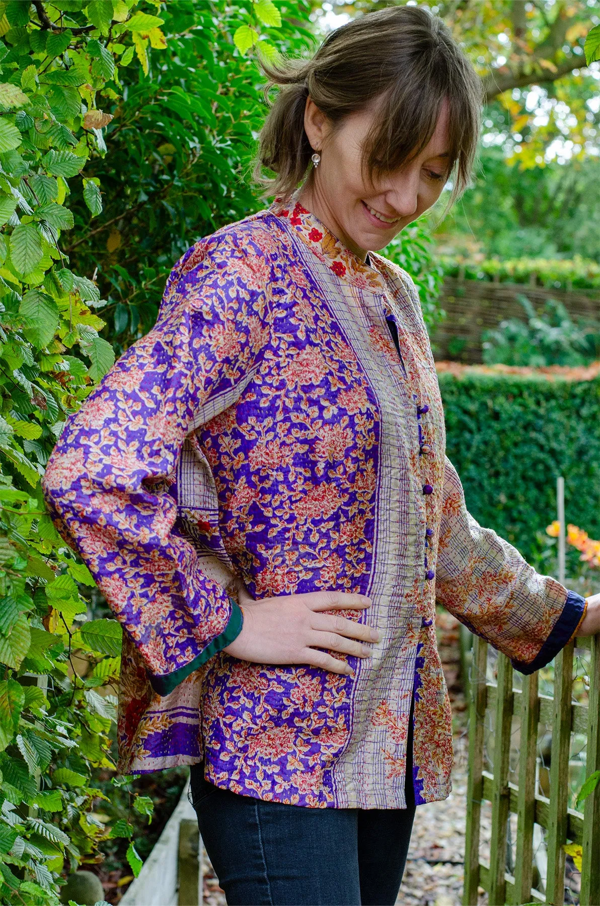 Silk Kantha Jacket | Iris | Large *SAMPLE*