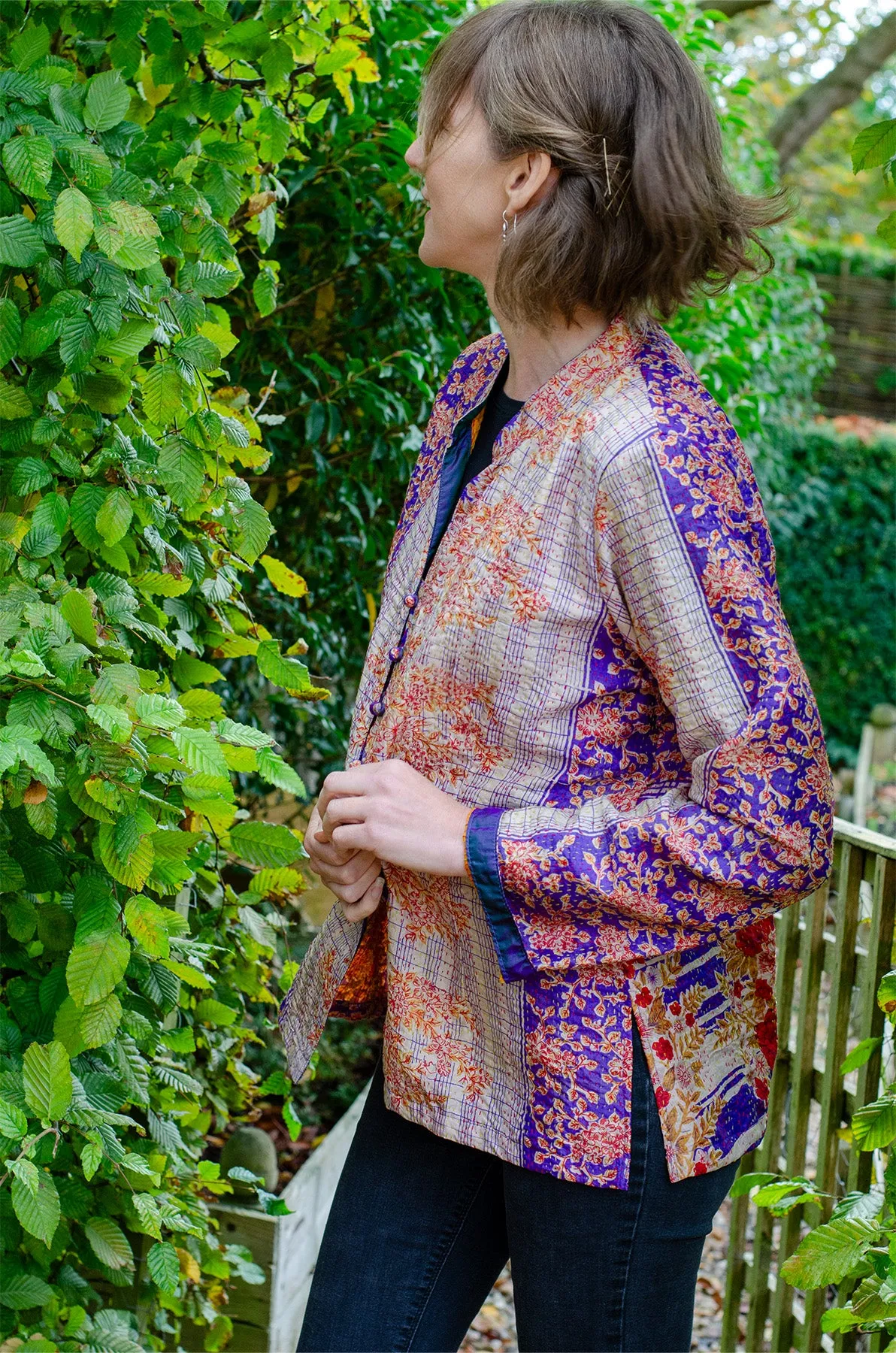 Silk Kantha Jacket | Iris | Large *SAMPLE*