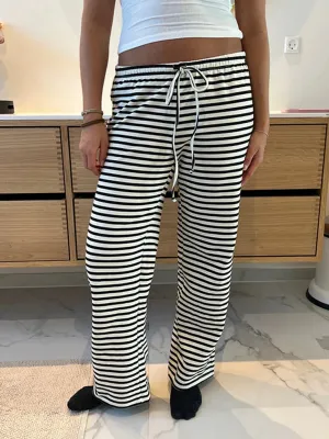 Striped Pajama Drawstring Elastic Waist Lounge Joggers Yoga Loose Pants