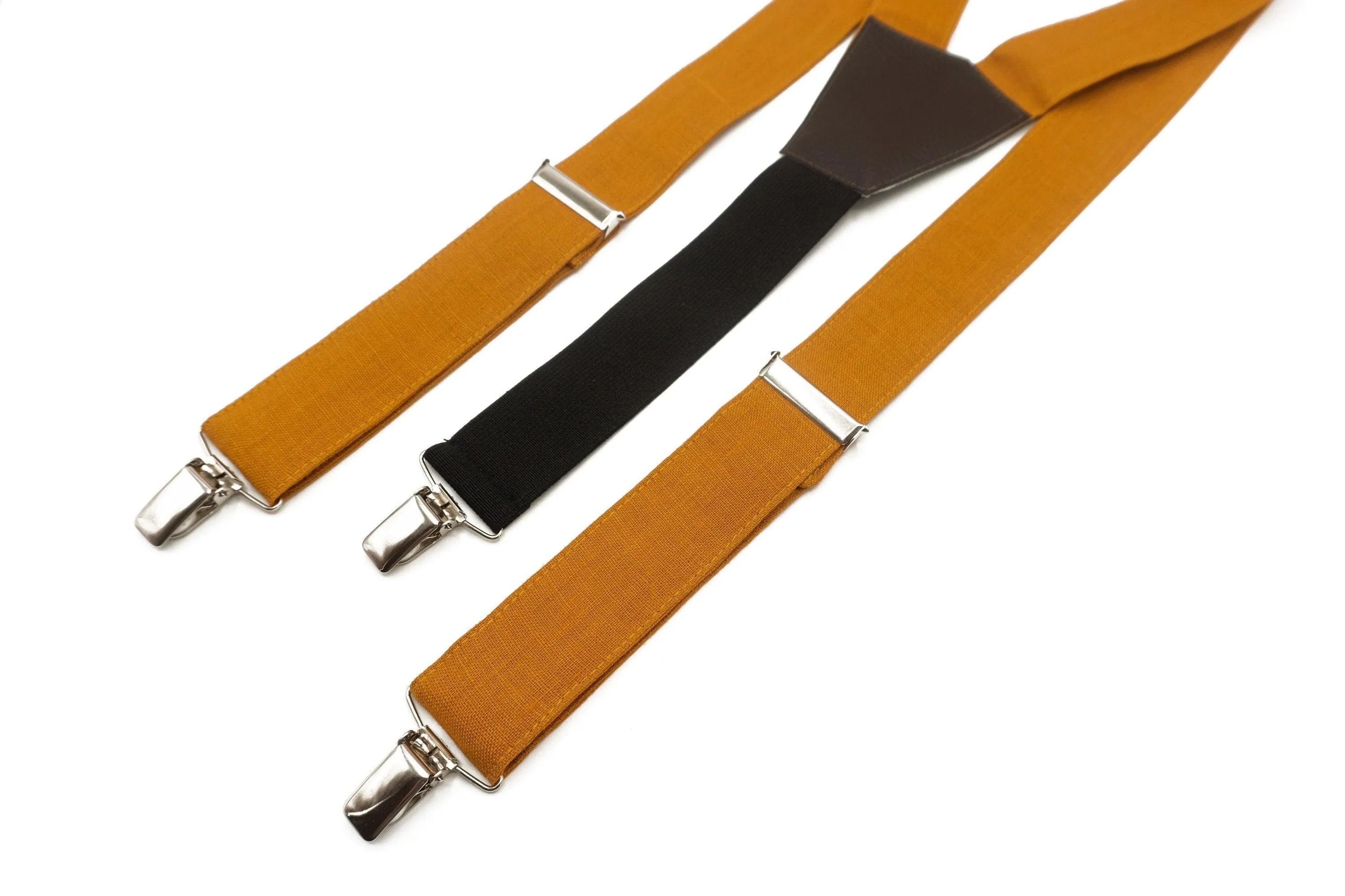 Stylish Mustard Bow Tie and Suspender Sets for Boys and Men - Perfect for Weddings and Formal Events