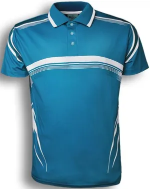 Sublimated Golf Polo - Cyan/White