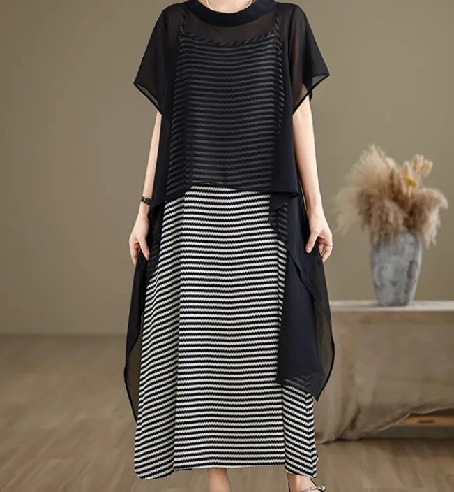 Summer Linen Cotton Irregular Long Women Dress/0122