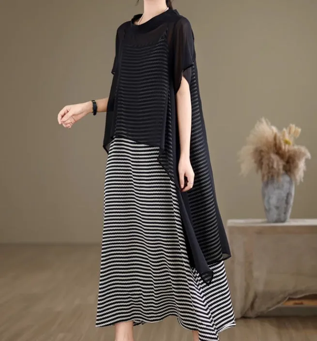 Summer Linen Cotton Irregular Long Women Dress/0122