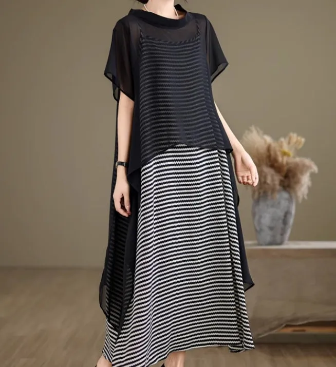 Summer Linen Cotton Irregular Long Women Dress/0122