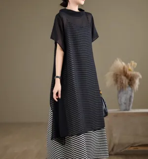 Summer Linen Cotton Irregular Long Women Dress/0122